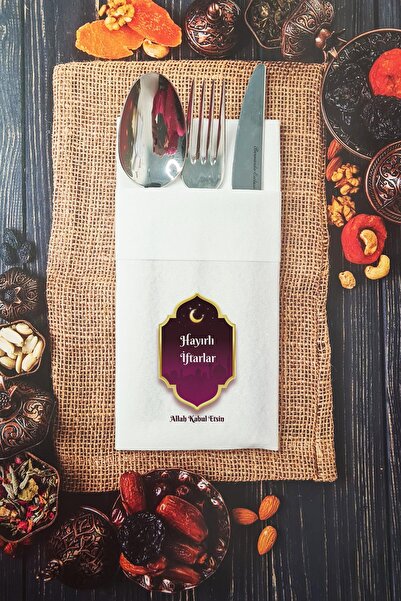 PEKSHOP منديل رمضاني من القماش المزخرف مع جيوب 6 قطع