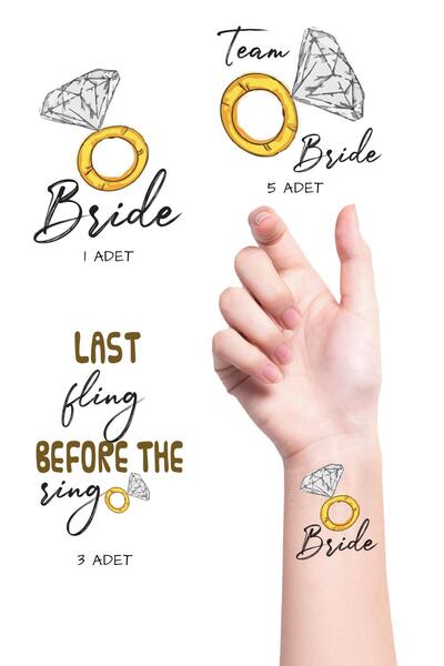 PEKSHOP Tek Taş Bekarlığa Veda Gelin Bride Dövme Paketi