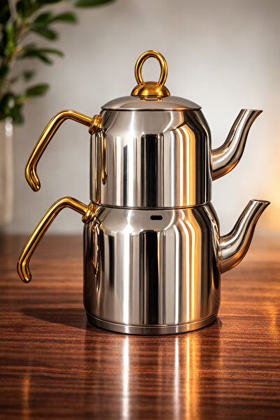 cms Gold Kulp Büyük Boy Aile Çaydanlık Paslanmaz