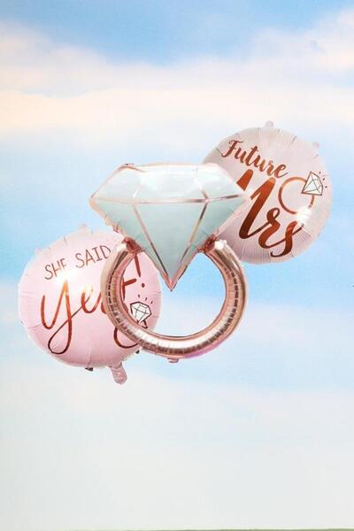 PEKSHOP Rose Gold Tek Taşlı Düğün Fotoğrafı Balonları Seti I Said Yes Future Mrs
