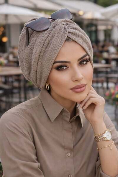 Aişe tesettür قبعة ذات عقدة ملتوية بلون الحجر
