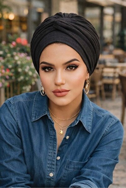 Aişe tesettür غطاء محرك السيارة الأسود المفصل