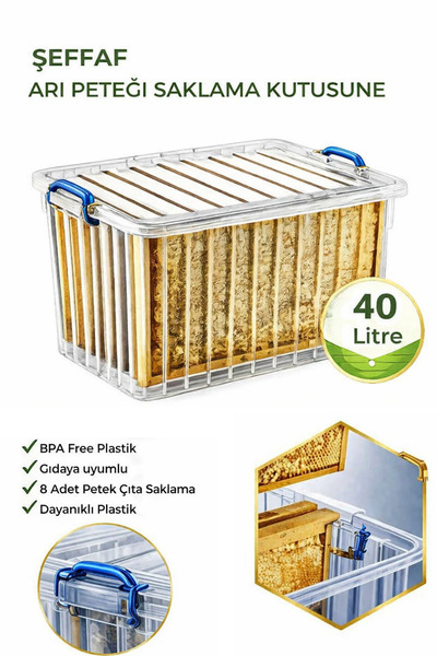 Aksaray Arıcılık Bal Taşıma Şeffaf Arı Peteği Saklama Kutusu 40 Litre Petek S...