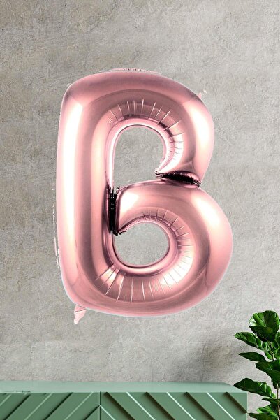 PEKSHOP B Harfi Rose Gold Folyo Balon 100 cm 40 inç 1 Metre Baş Harf Balon
