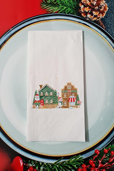 PEKSHOP Christmas Town Patterned New Year - New Year Presentation Napkin