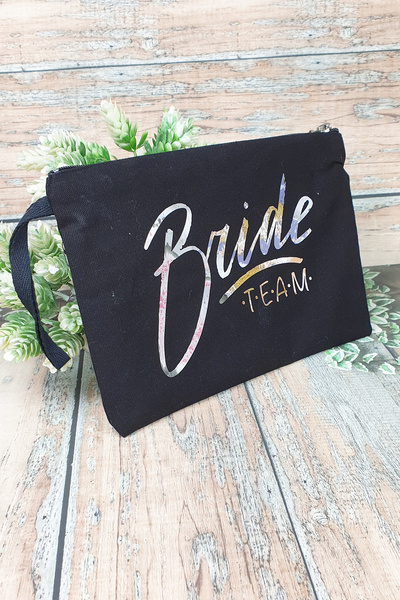 PEKSHOP Срібна фольга Bride's Team Друкована весільна сумочка для макіяжу