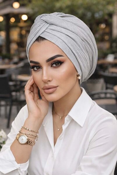 Aişe tesettür رمادي إكرو الشتاء تويست بونيه