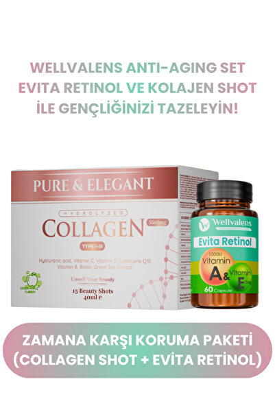 Wellvalens Collagen Shot + Evita Retinol Set | 5500 mg Kolajen, A & E Vitamin...