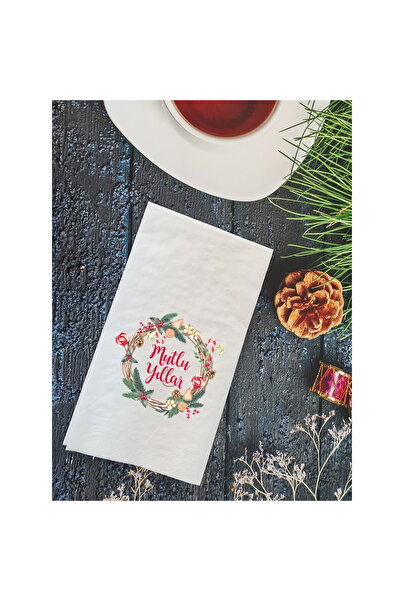 PEKSHOP Happy New Year Written Christmas Table Presentation Napkin