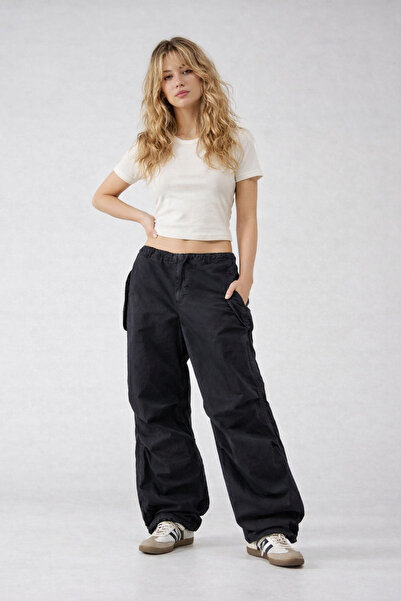 september island Blanch Siyah Baggy Tech Pants