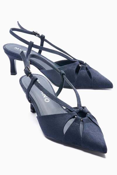 Mubiano حذاء نسائي من الجلد السويدي بكعب ستيليتو مدبب ومفتوح من الخلف باللون ...