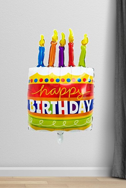 PEKSHOP Mumlu Pasta Happy Birthday Balon Doğum Günü Parti Balonu