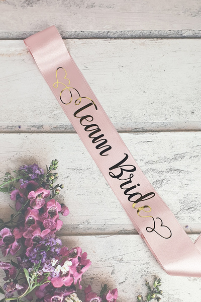 PEKSHOP Ζώνη Team Bride, Ζώνη Bachelorette με εμπριμέ χρυσό φύλλο