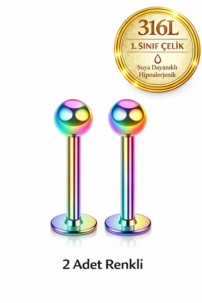Sacce Scarves&Accessories Çelik Piercing Arkası Düz Ucu Toplu Burun Dil Kulak...