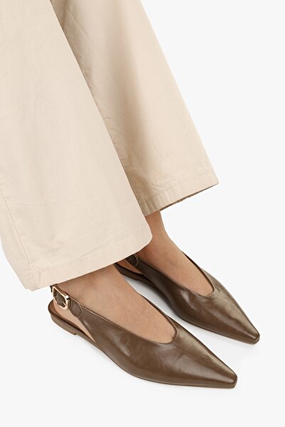 Shoeberry Women's Viela Soil Skin Pointed Toe Ballerinas