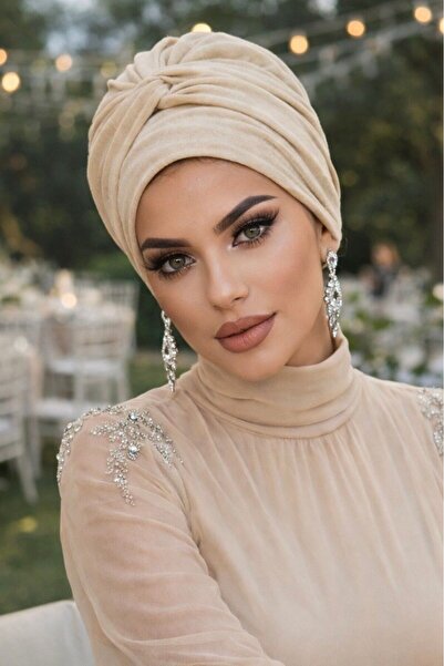 Aişe tesettür Ecru Glittery Auger Detailed Bone