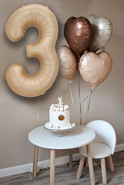 PEKSHOP Ρετρό Σετ Μπαλόνια Γενεθλίων με Κρεμ Καραμέλα Καφέ Καραμέλα Καρδιά κα...