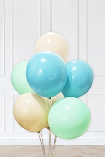 PEKSHOP Retro Yeşil Mavi Renkler Balon Demeti 10lu