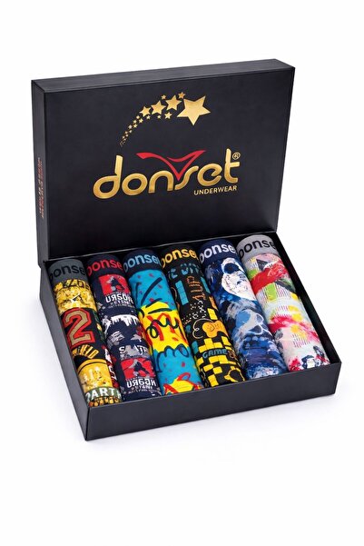 donset Boxeri cu model pentru bărbați - Pachet special de 6 piese într-o cuti...