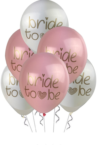 PEKSHOP Bride To Be Balonları - Pembe Beyaz 6'lı Paket