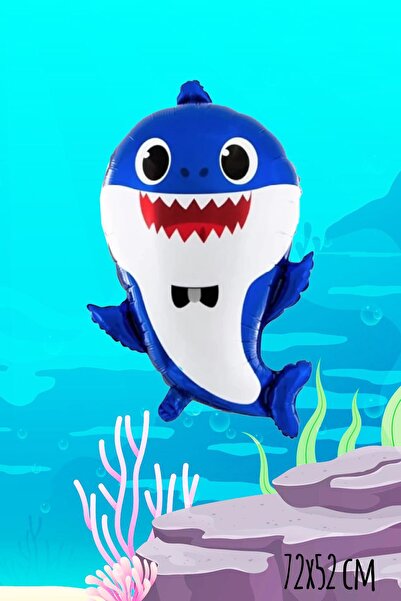 PEKSHOP بالون فويل بيبي شارك باللون الأزرق - سمكة قرش لطيفة