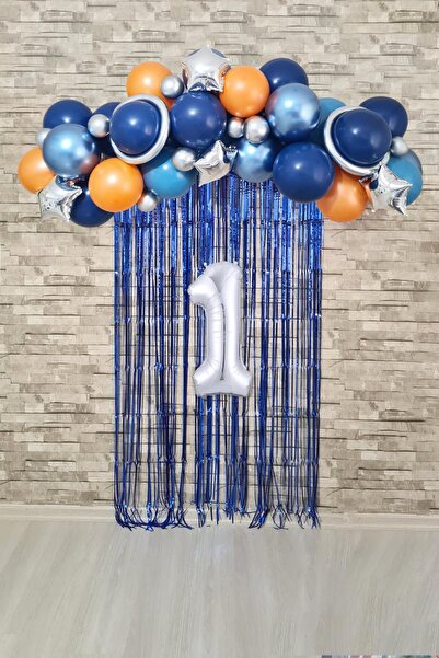 PEKSHOP Uzay Konsept Doğum Günü Yaş Balonlu Fon Perdeli Balon Zinciri Seti Uz...