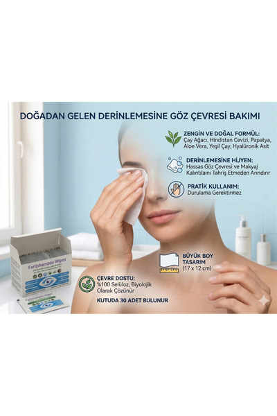 Faritshampoo 30 Adet Göz Kapağı Çevresi ve Makyaj Temizleme Mendili - Çay Ağa...