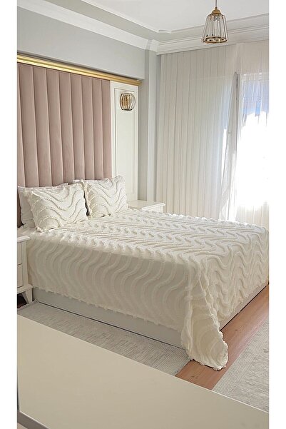 Jolie Maison طقم غطاء سرير بيكيه مزدوج مقاس 2.50x2.50 مع صندوق تخزين