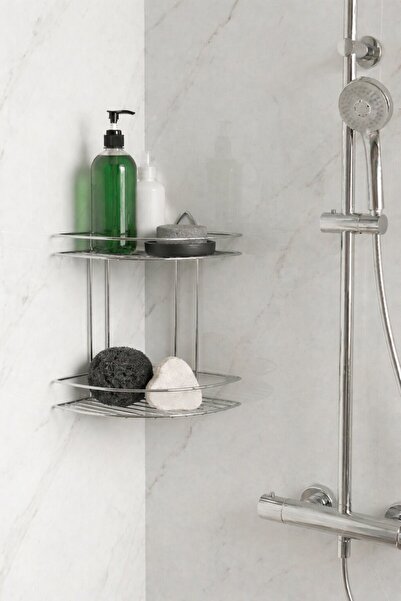 Sas Haus Двоярусний кутовий шафка для ванної кімнати з хромованим покриттям д...