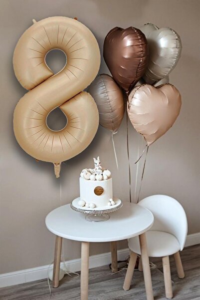 PEKSHOP Ρετρό Σετ Μπαλόνια Γενεθλίων με Κρεμ Καραμέλα Καφέ Καραμέλα Καρδιά κα...