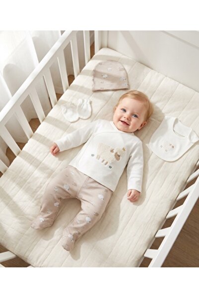 Miniday Baby طقم مكون من 5 قطع لحديثي الولادة بطبعة خروف للبنات والأولاد 100%...