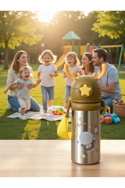 Elista Paslanmaz Çelik Matara Suluk Geyik Figürlü 500 ml