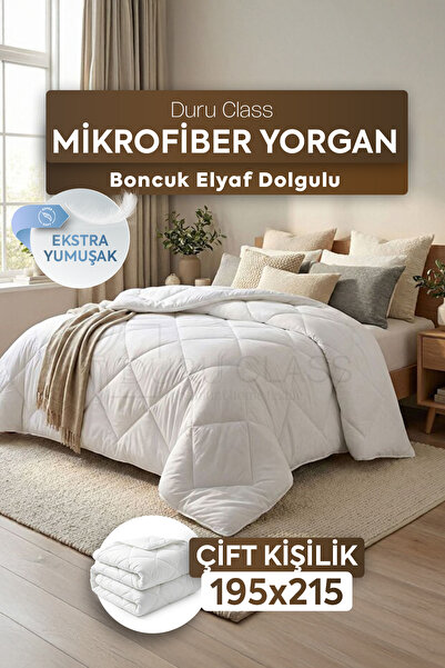 DuruClassHome Çift Kişilik Mikrofiber Yorgan Ekstra Yumuşak Boncuk Elyaf 195x...