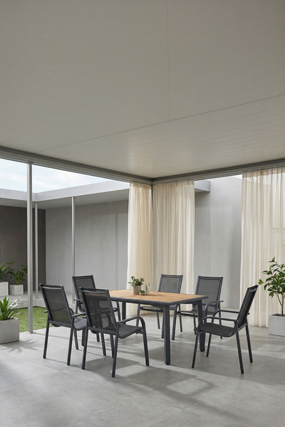 Erinöz Berlin 6 Kişilik 90*150 Iroko Alüminyum Masa Sandalye Takımı