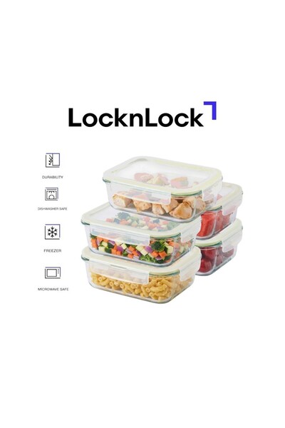 locknlock حاوية زجاجية مستطيلة جديدة آمنة للاستخدام في الفرن سعة 1040 مل (عبو...