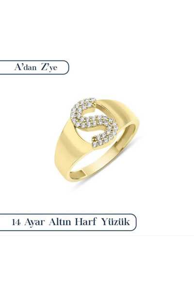 Berr Diamond 14 AYAR ALTIN TAŞLI S HARFLİ YÜZÜK