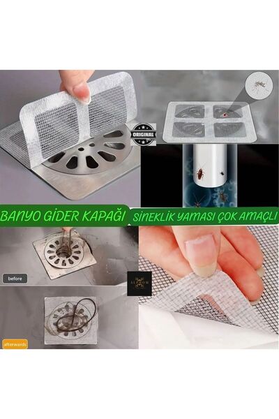Genel Markalar 3 Adet Gider Kapatıcı Pislik Tutucu Kendinden Yapışkanlı Banyo Gider Kapağı Çok Amaçlı Çelik Bant