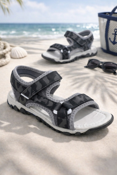 ORELİON Αθλητικά σανδάλια για αγόρια με μονό Velcro, ελαφριά ορθοπεδική αντιο...