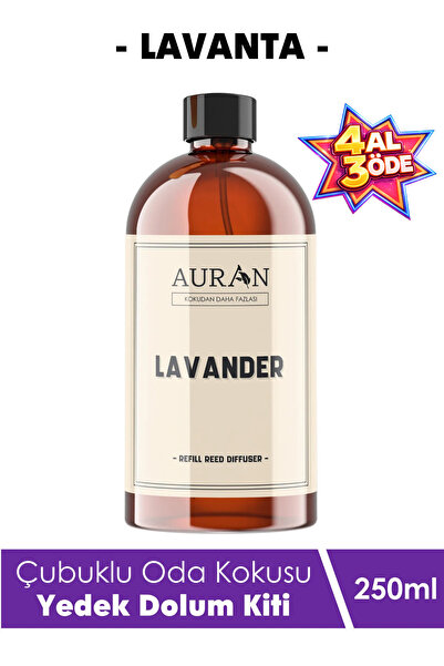 AURAN Lavanta Çubuklu Oda ve Ortam Kokusu Yedek Dolum Kiti Yedek Şişe Lavende...