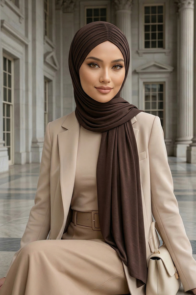 Aisha's Design شال عملي من القطن الممشط، CPS-44، بني