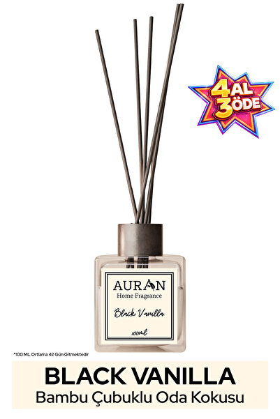 AURAN Black Vanilla - Black Vanilya Kare Bambu Çubuklu Oda Kokusu 100ml