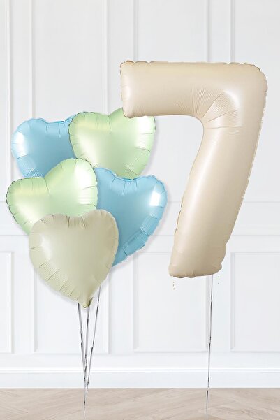 PEKSHOP Ρετρό Πράσινο Μπλε Σετ Μπαλόνια Ηλικίας με Κρέμα Καρδιάς, Κρέμα Θαλάσ...