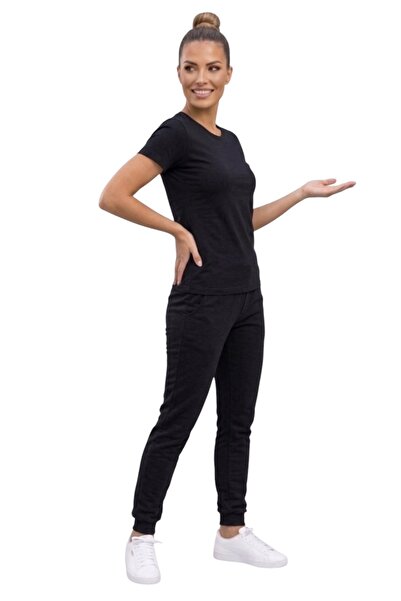 Always AKY Unisex Summer Tracksuit+Shorts+T-Shirt Combination Unprinted Black
