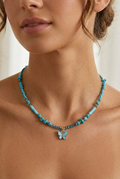 PETEK AKSESUAR Kelebek Fimo Boncuk Deniz Kabuğu Kolye