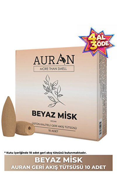 AURAN Beyaz Misk  Kokulu Geri Akış Tütsüsü konik Tütsü White Musk Backflow In...