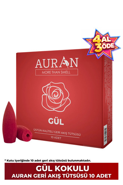 AURAN Gül Kokulu Geri Akış Tütsüsü konik Tütsü Rose Backflow Incense Cones 10...