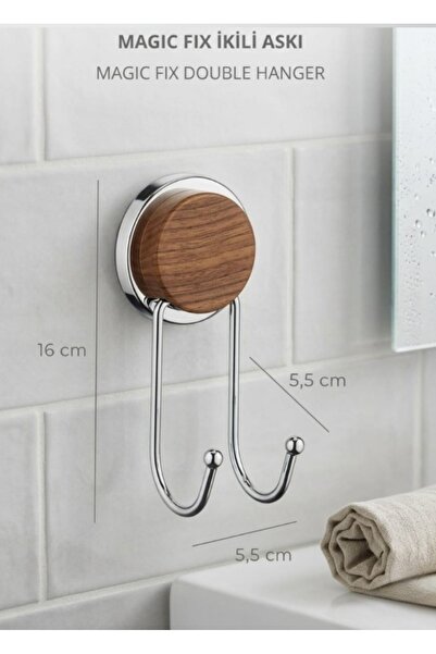 Okyanus Home Umeraș dublu cromat cu model din lemn Magic Fix Magic