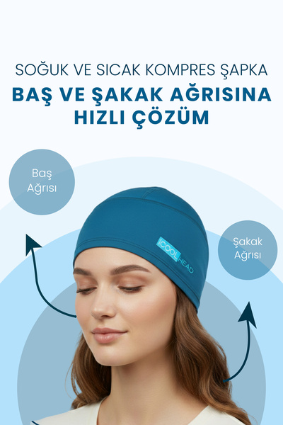 iCool Head Mıgren Ve Bas Agrisi Giderici Başlık Soğuk Ve Sıcak Kompres Şapka,...