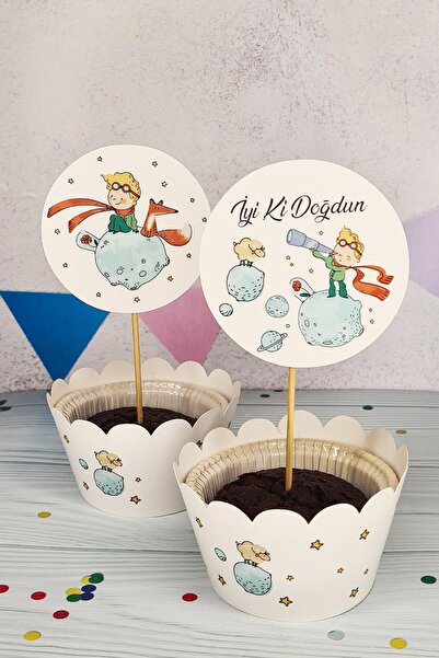 PEKSHOP Küçük Prens Konsept Kürdan Süsleri Cupcake Süsleri Lüks Büyük Boy 10l...