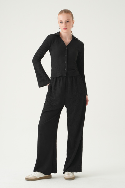 Rays Μαύρο Παντελόνι με Ελαστική Μέση και Σετ Πουκάμισο 3003